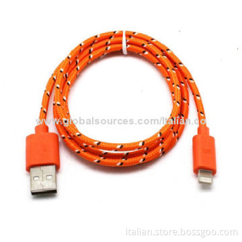Fabric Braided USB Charging and Sync Cables for iPhone 5, Work with iOS 8.0New